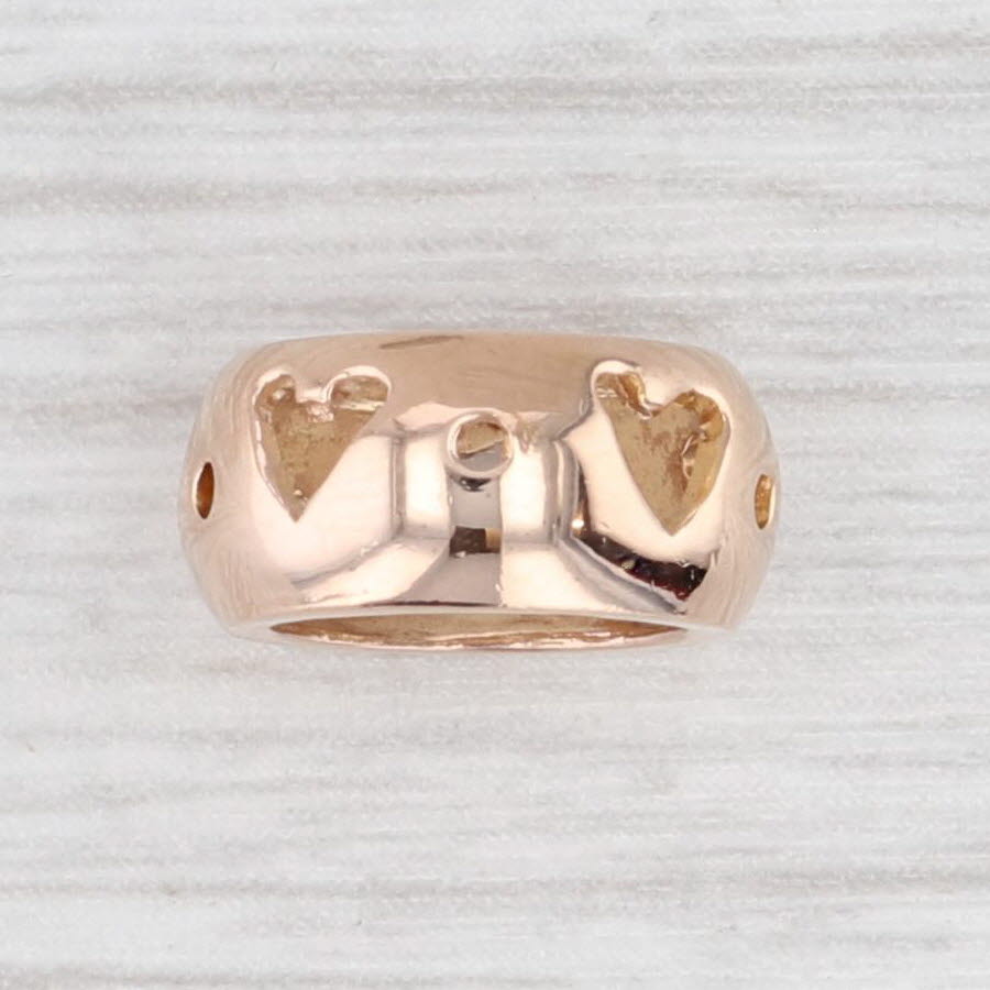 Light Gray New Heart Cutout Slide Bead Spacer Charm 14k Rose Gold