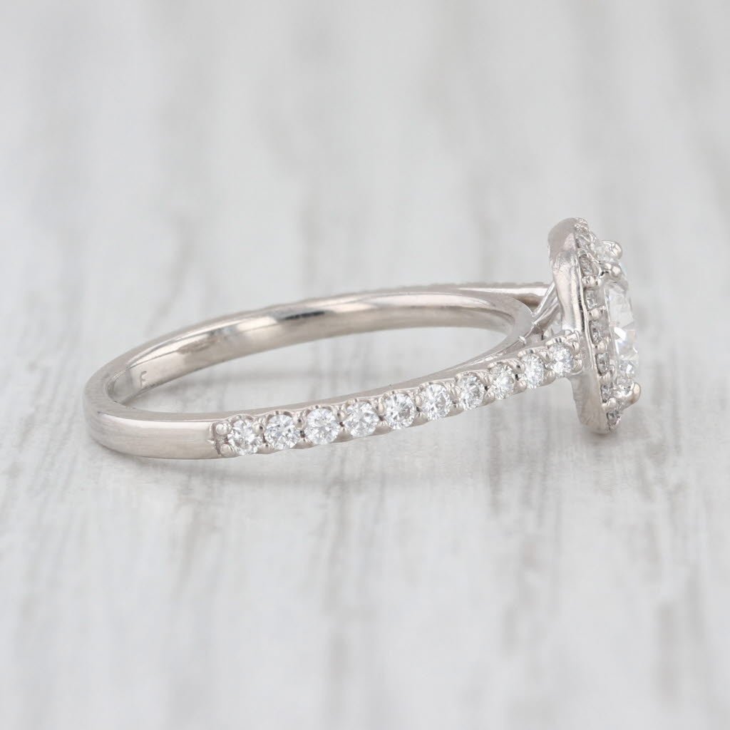 1.33ctw Lab Grown Diamond Halo Engagement Ring 14k White Gold Size 6 IGI