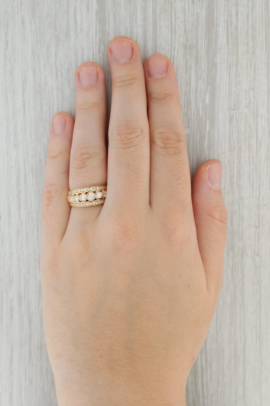 Gray 0.87ctw Diamond Ring 14k Yellow Gold Size 7.5 Stackable Anniversary Wedding Band