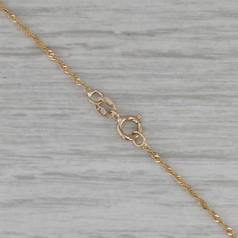 Dolphin Pendant Singapore Chain Necklace 10k Yellow Gold 17"