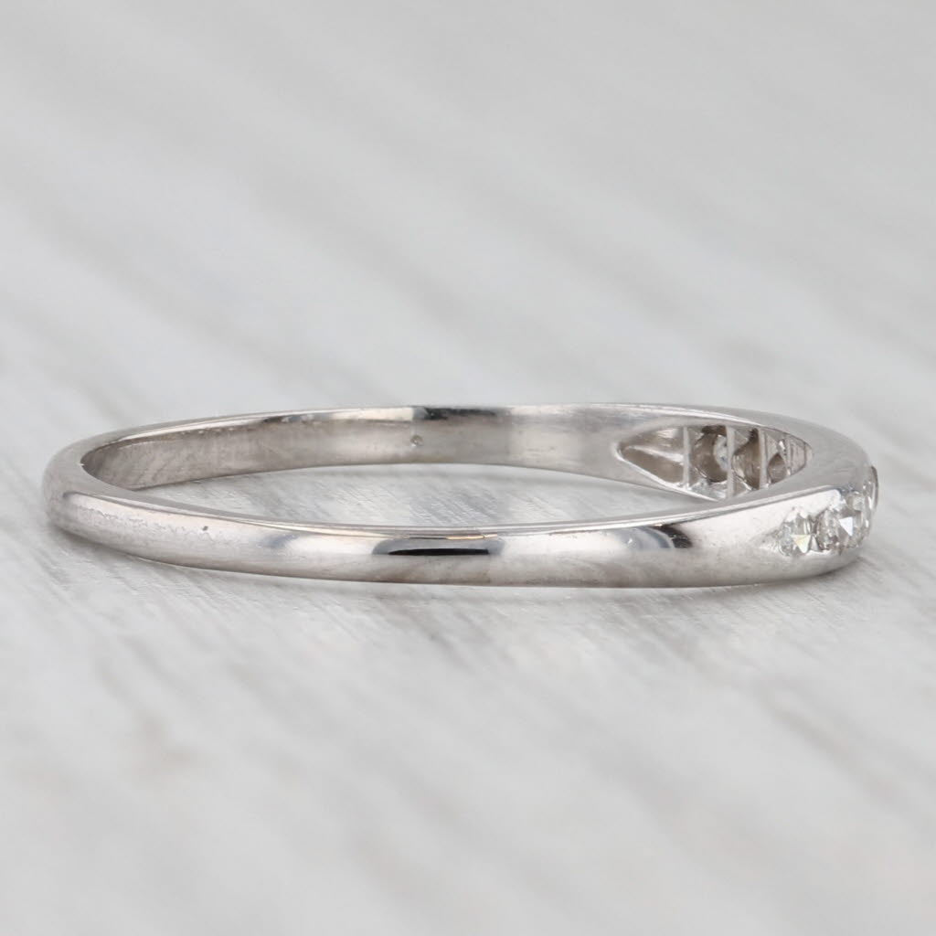 Light Gray Vintage 0.12ctw Diamond Wedding Band Ruthendium Palladium Ring Size 7 Stackable