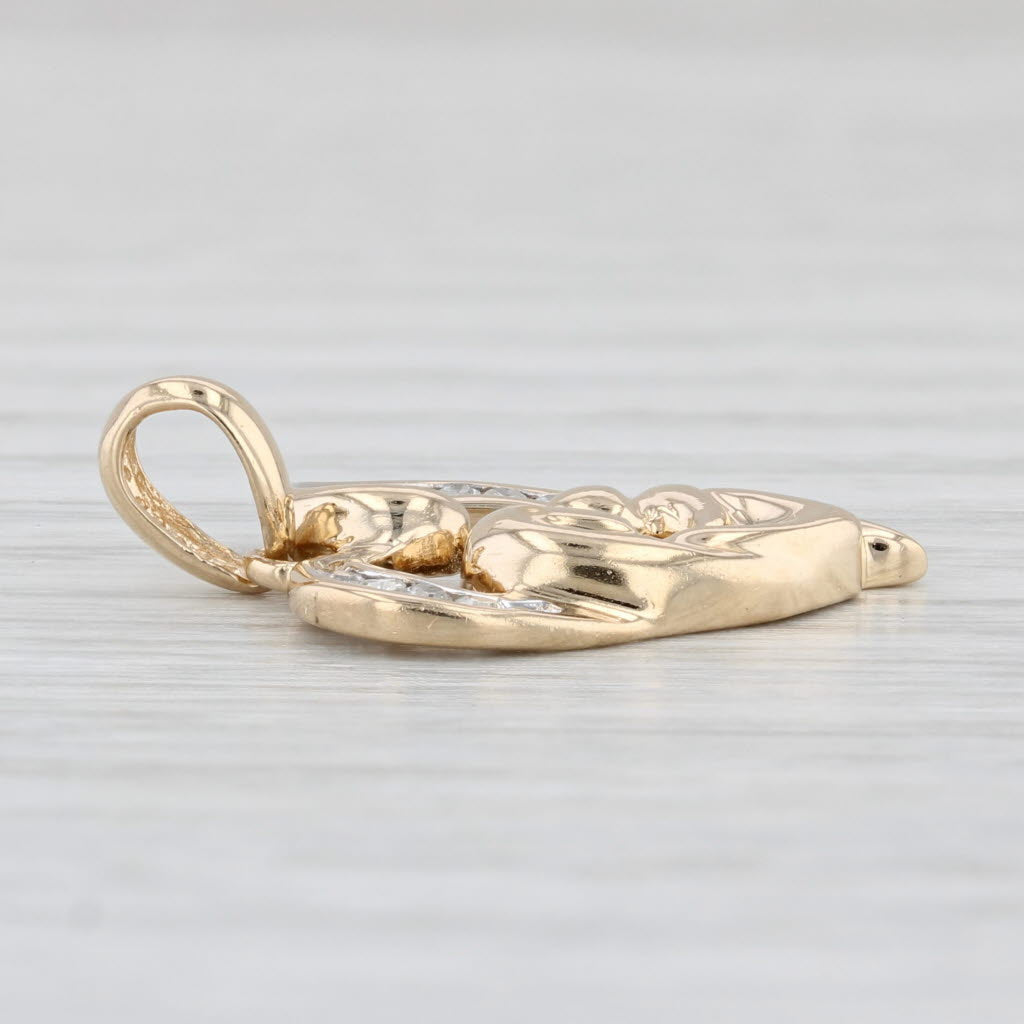 Light Gray Diamond Mother and Child Heart Pendant 10k Yellow Gold