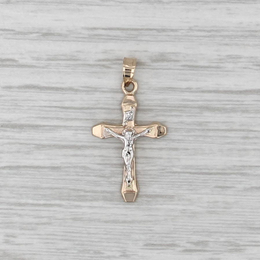 New Crucifix Cross Pendant 14k Yellow White Gold Religious Jewelry