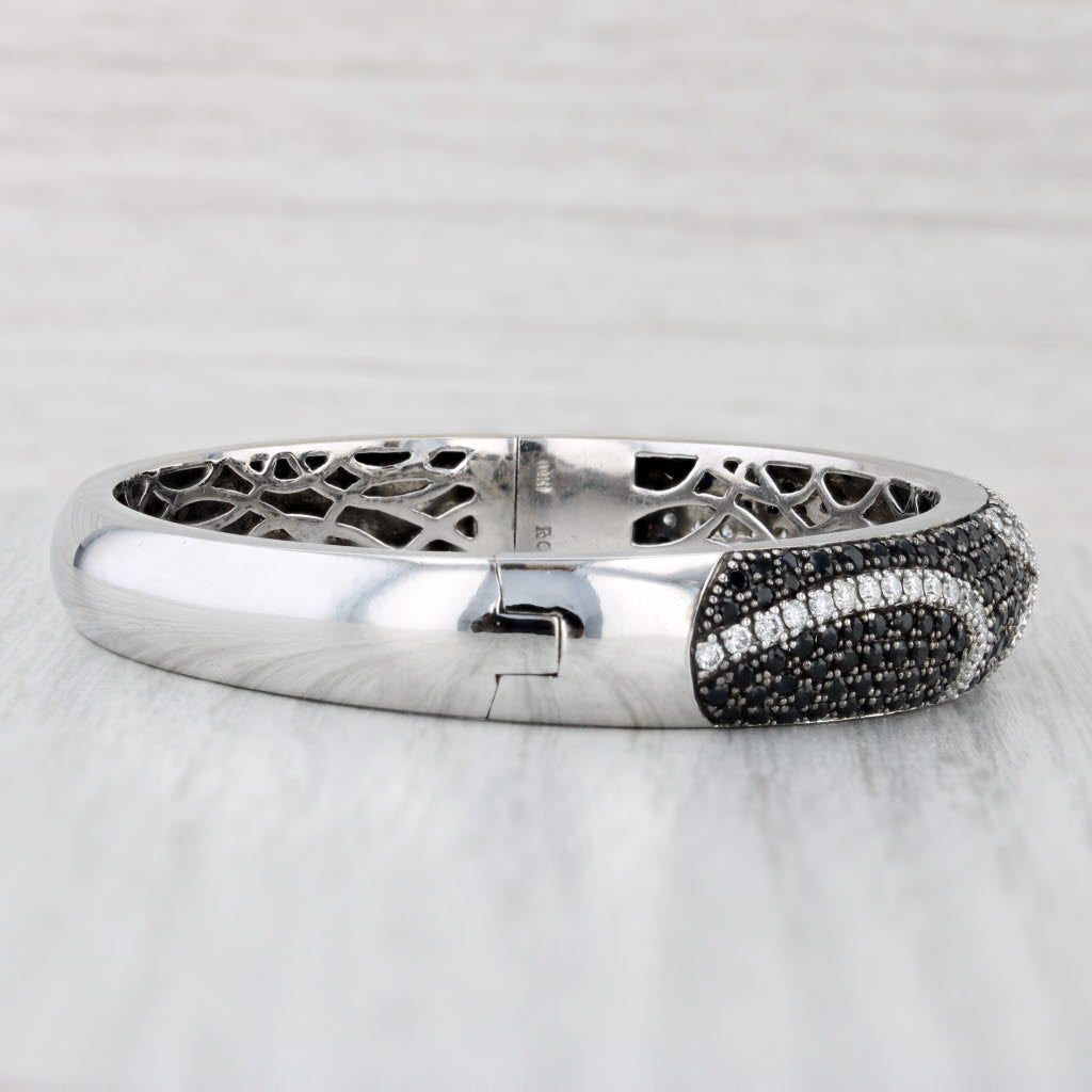 Light Gray 4.55ctw Sapphire Diamond Bangle Bracelet 18k White Gold 6.75" Roberto Coin