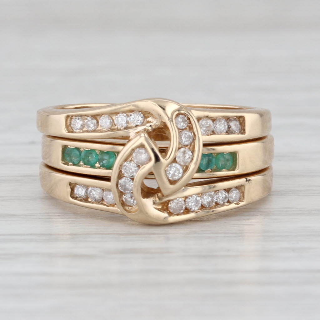 Interchangeable Ring Jacket Bands 10k Gold Diamond Emerald Sapphire Ruby Stack