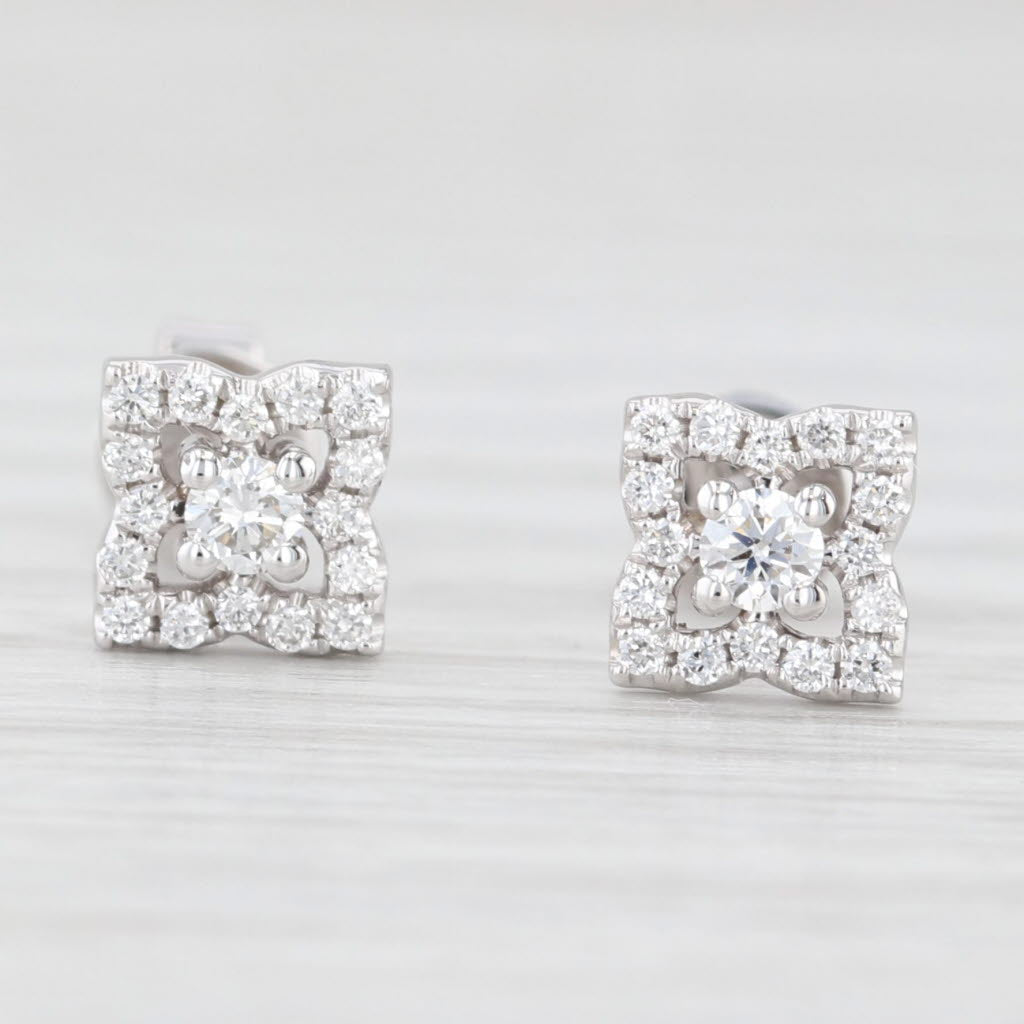Light Gray New 0.24ctw Lab Grown Diamond Halo Stud Earrings 14k White Gold