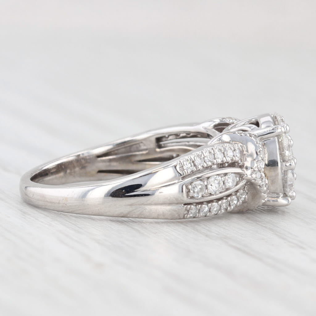 Light Gray 0.94ctw Diamond Cluster Engagement Ring 10k White Gold Size 6.75