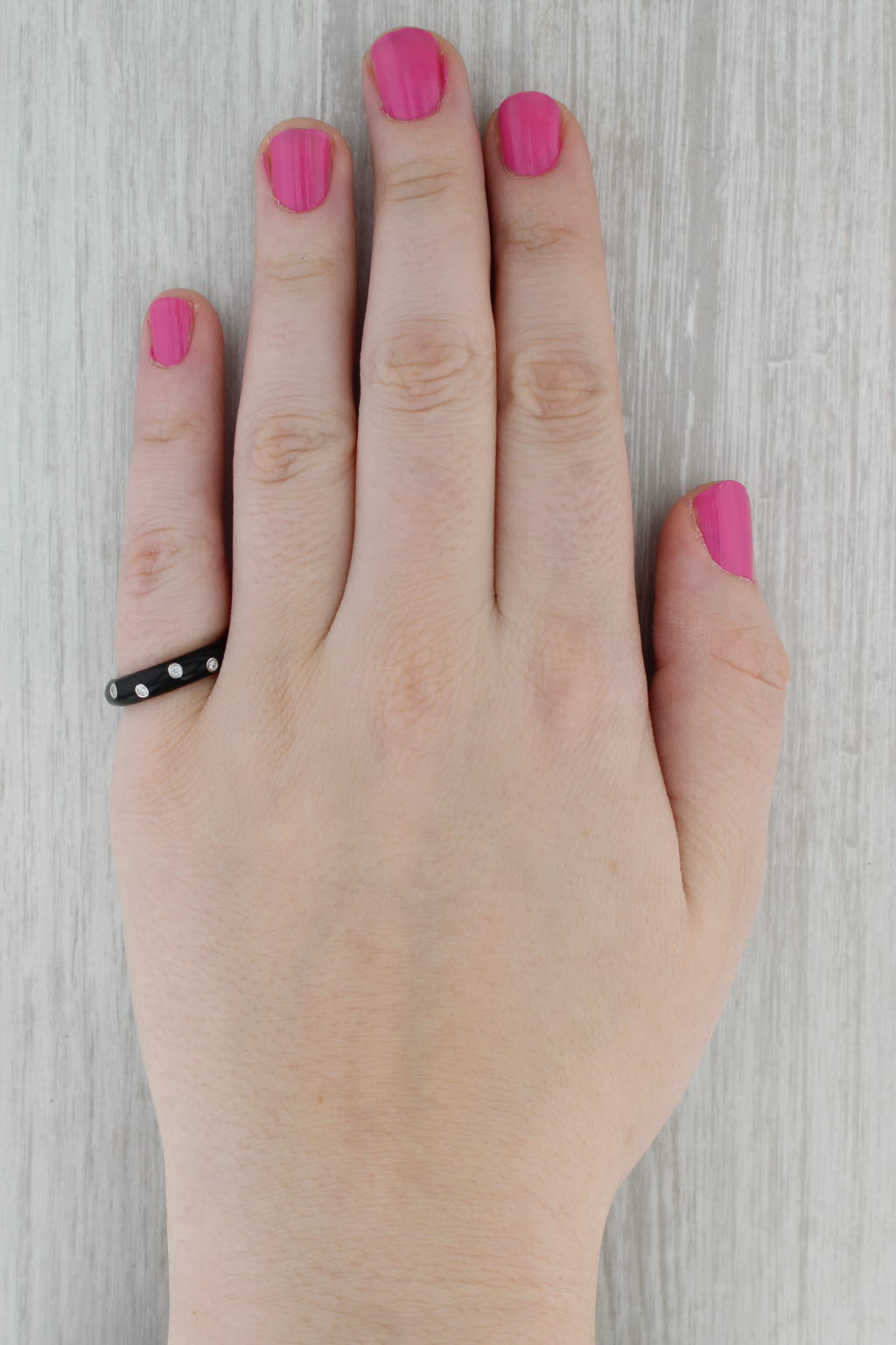 Dark Gray Hidalgo 0.18ctw Diamond Black Enamel Ring 18k White Gold Stackable Ring