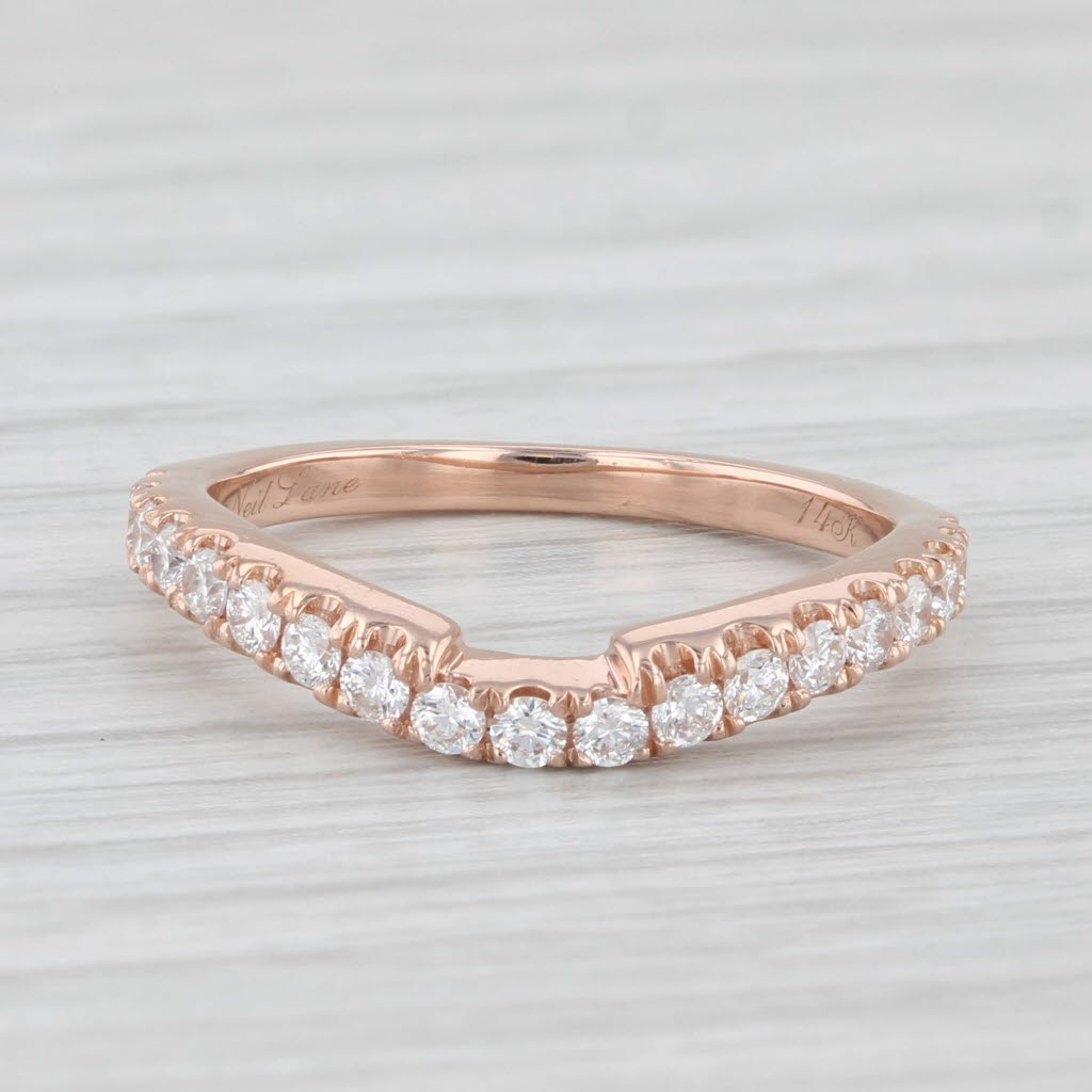 Light Gray Neil Lane 0.47ctw Diamond Wedding Band Ring Guard 14k Rose Gold Sz 5.5 Stackable