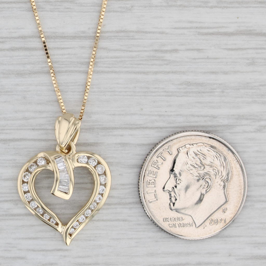Gray 10.24ctw Diamond Heart Pendant 14k Yellow Gold 18" Box Chain