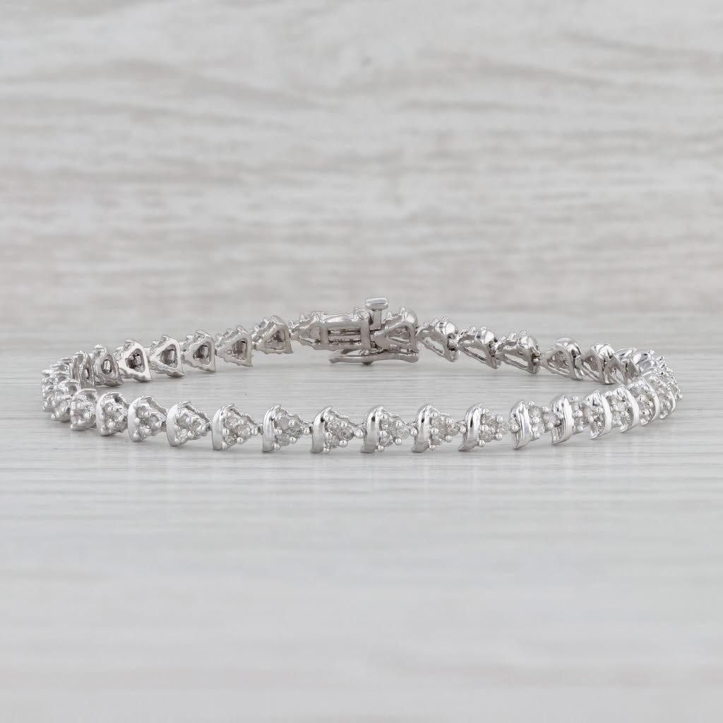 Gray 0.60ctw Diamond Tennis Bracelet 10k White Gold 7" 4.6mm