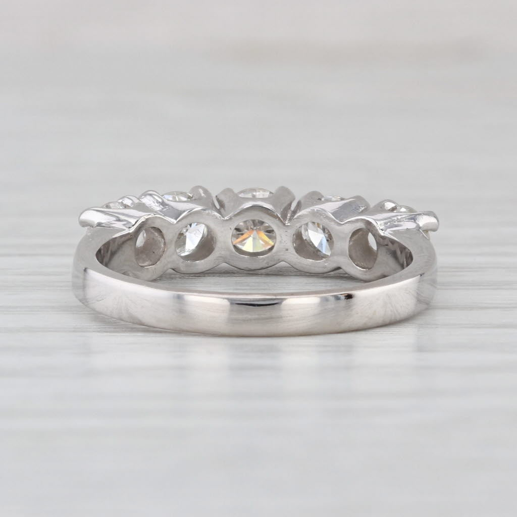1.07ctw Diamond 5 Stone Ring 14k White Gold Wedding Anniversary Stackable Band