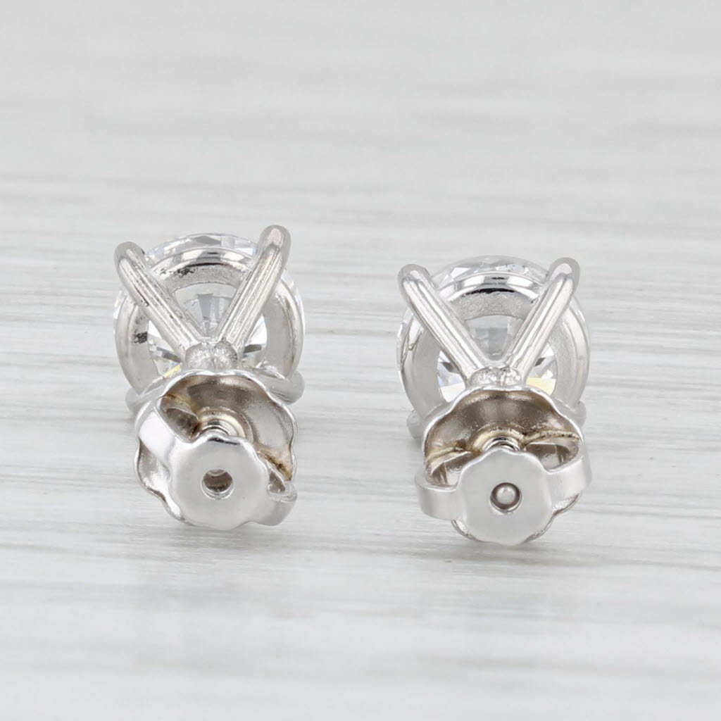 Light Gray New 1.28ctw Round Diamond Stud Earrings 14k White Gold GIA Pierced Screw Back