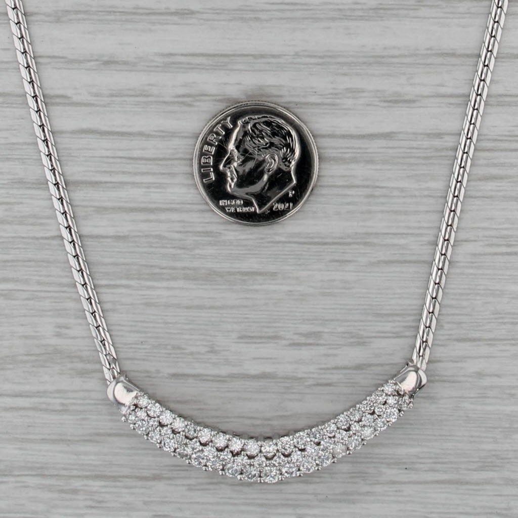 1.75ctw Diamond V Necklace Herringbone Chain 14k White Gold 17"