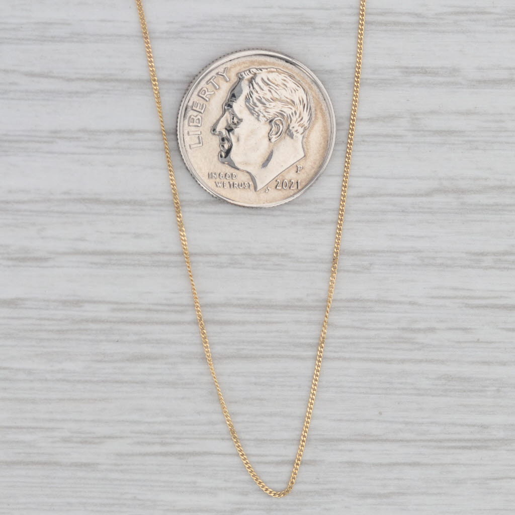 Gray Curb Chain Necklace 18k Yellow Gold 16" 0.6mm