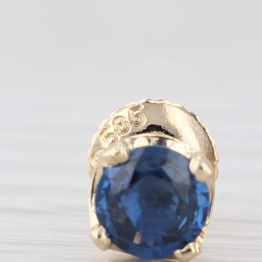 Light Gray 0.79ctw Round Blue Sapphire Solitaire Stud Earrings 14k Gold Pierced Screw Backs
