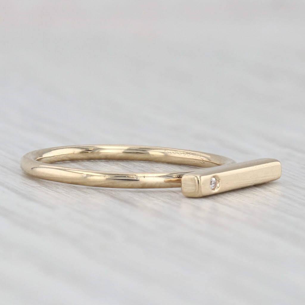 Diamond Accented Bar Ring 14k Yellow Gold Stackable Size 5.25