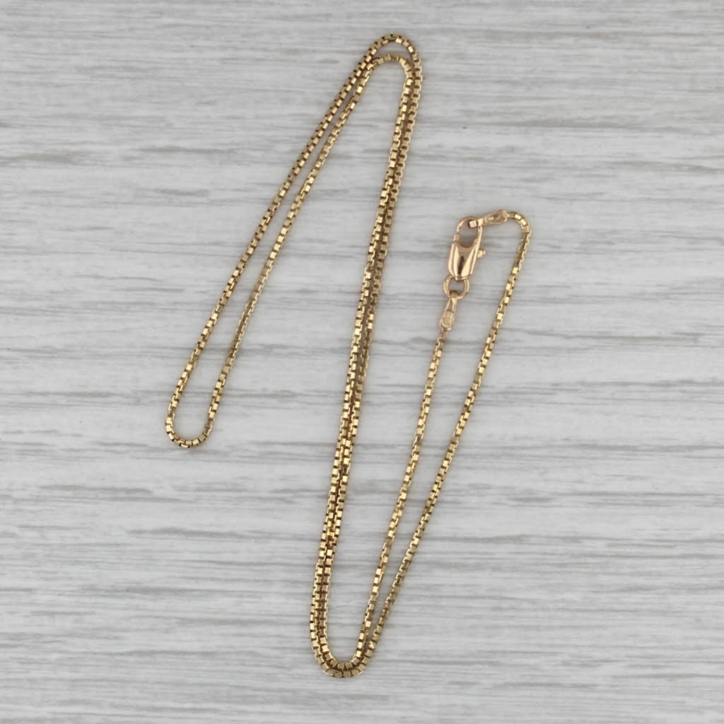 Box Chain Necklace 14k Yellow Gold 16" 1mm