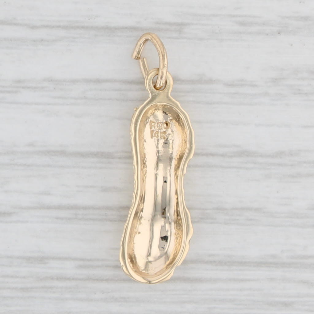 Light Gray Vintage Peanut Charm 14k Yellow Gold Pendant