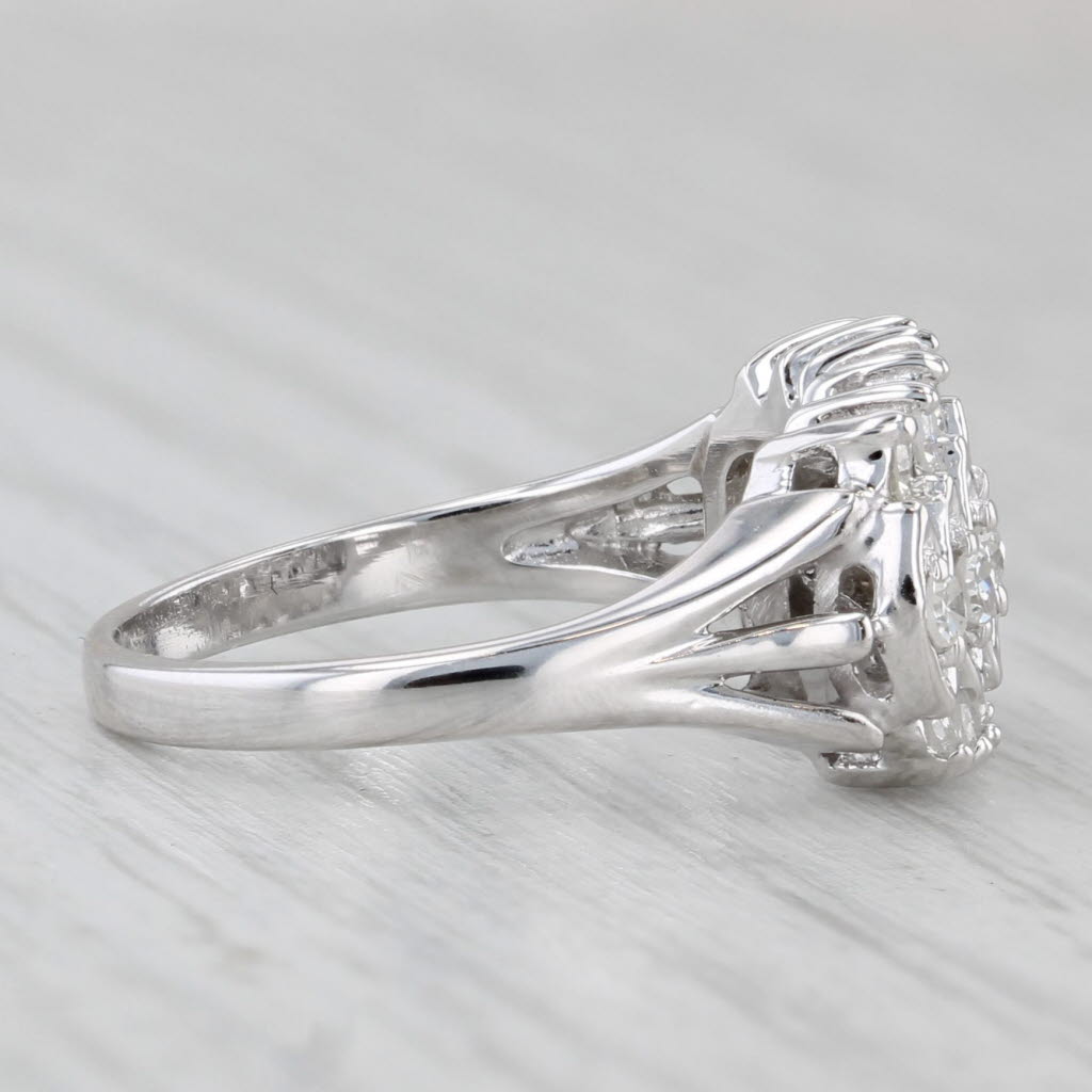 Light Gray 0.36ctw Diamond Cluster Ring 14k White Gold Size 6