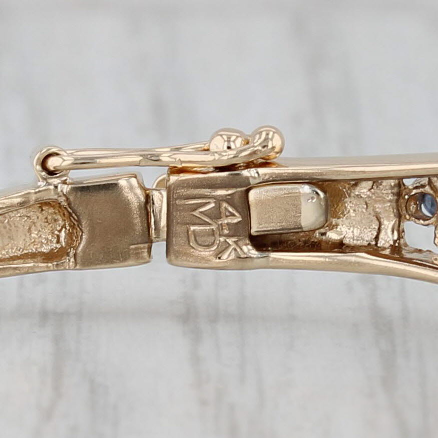 Gray Gemstone Floral Bangle Bracelet 14k Gold 0.46ctw Sapphire Ruby Cultured Pearl