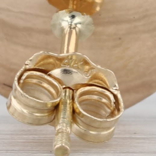 Disco Ball Bead Button Stud Earrings 14k Yellow Gold Round Studs