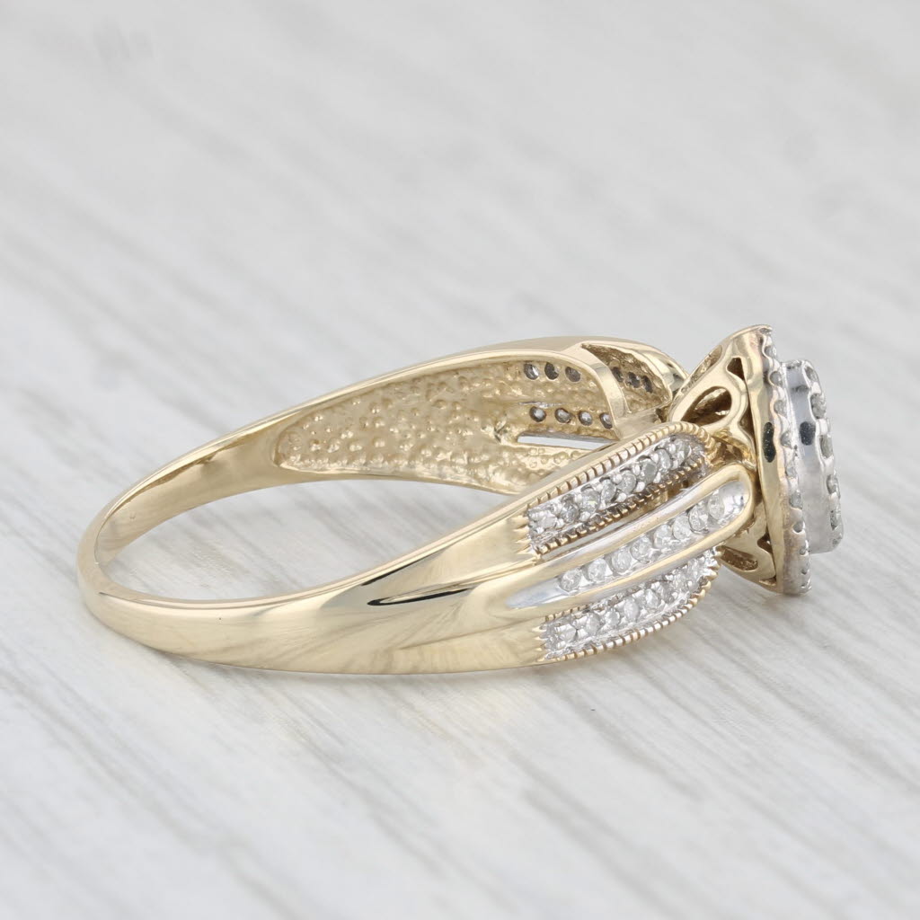 Light Gray 0.18ctw Marquise Diamond Halo Engagement Ring 10k Yellow Gold Size 9