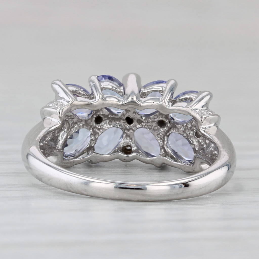 Gray 2.02ctw Tanzanite Diamond Cluster Ring 10k White Gold Size 7