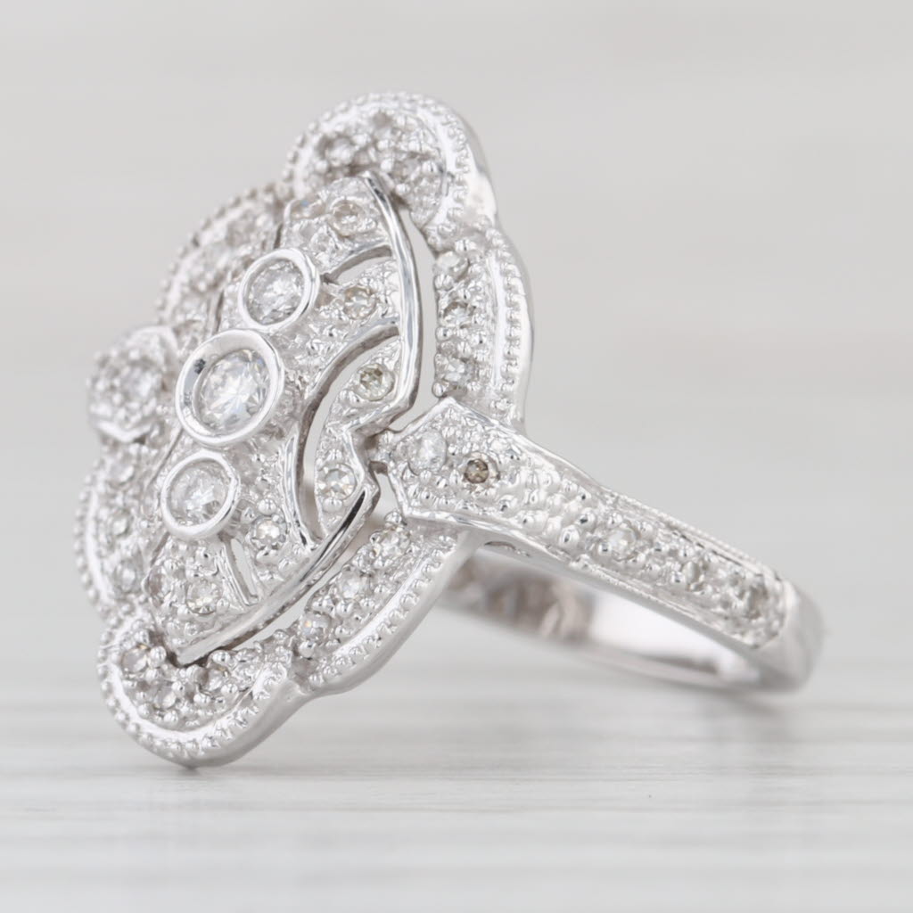 Vintage 0.27ctw Diamond Cluster Ring 14k White Gold Size 7.25