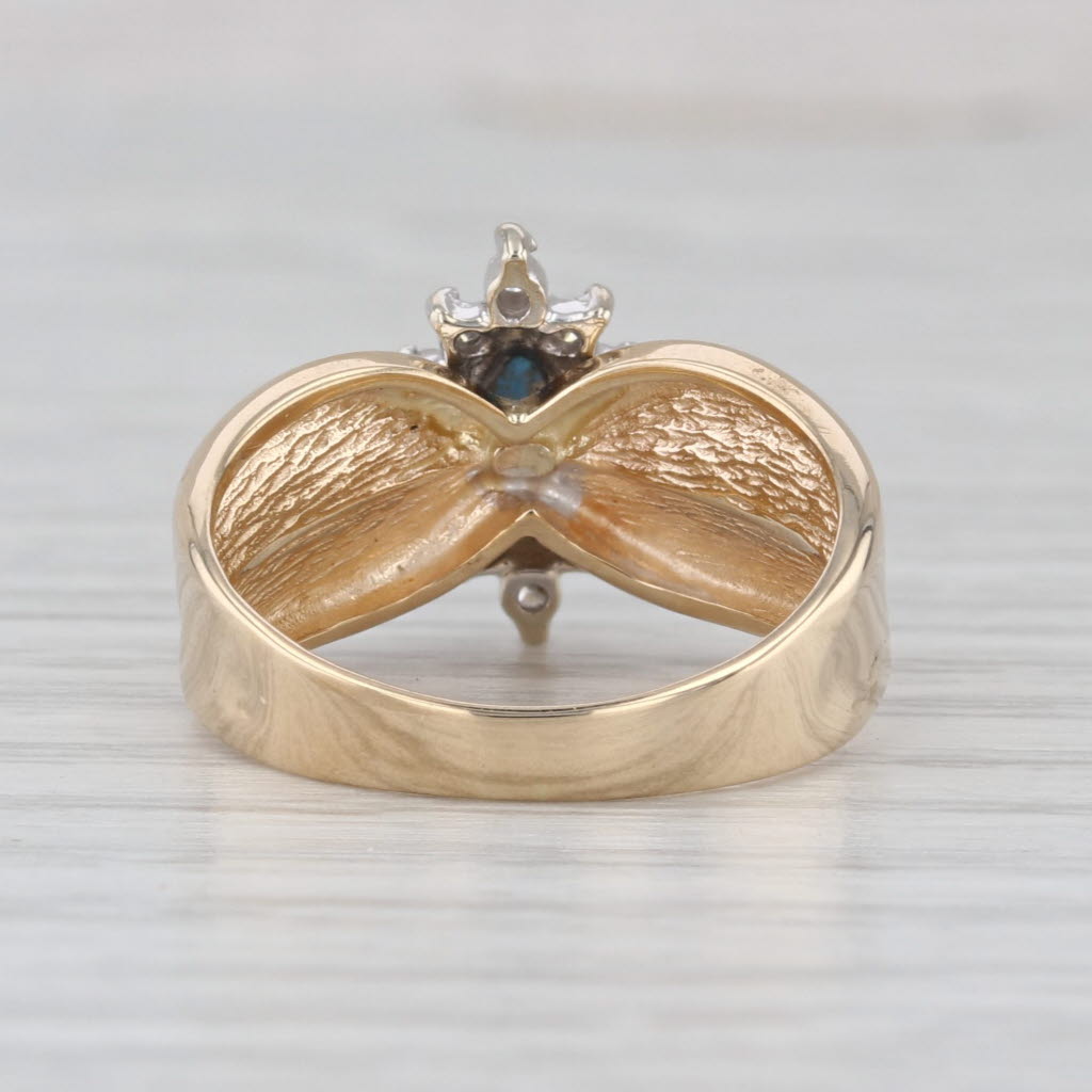 0.66ctw Marquise Blue Sapphire Diamond Halo Ring 14k Yellow Gold Size 6.75