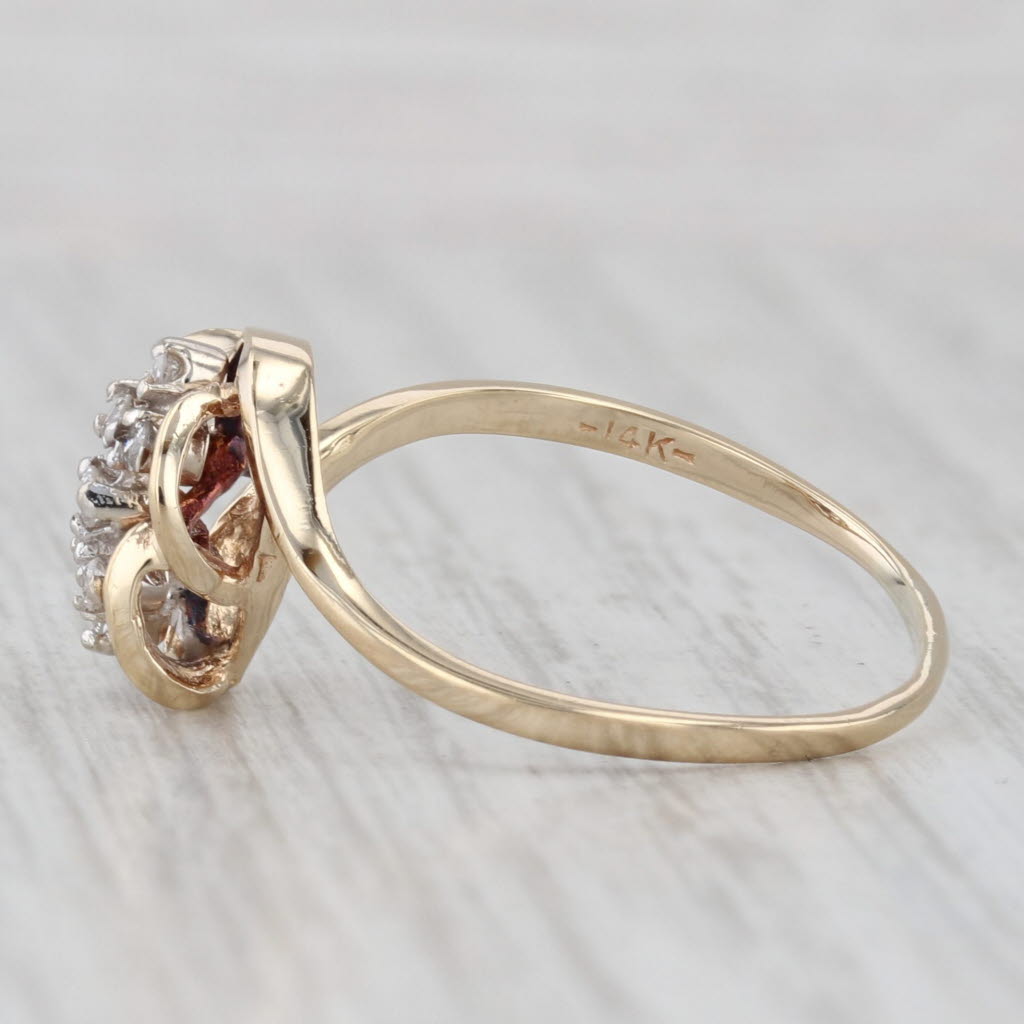 Diamond Flower Cluster Bypass Ring 14k Yellow Gold Size 8
