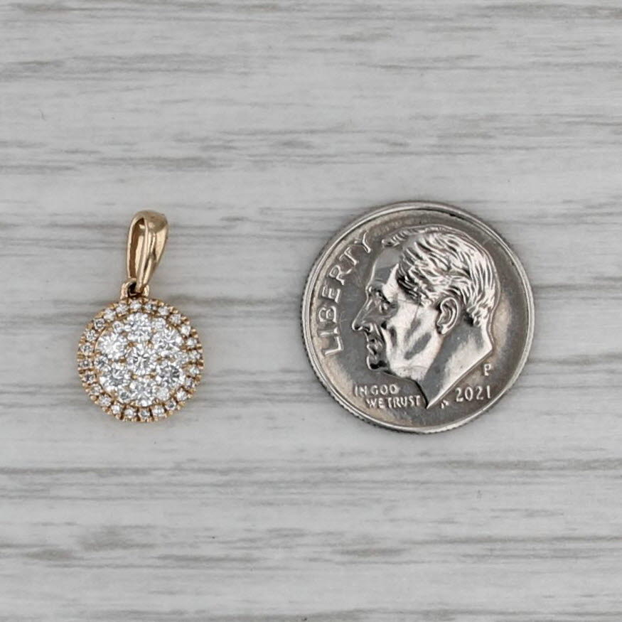 0.42ctw Diamond Cluster Halo Pendant 14k Yellow Gold Small Drop