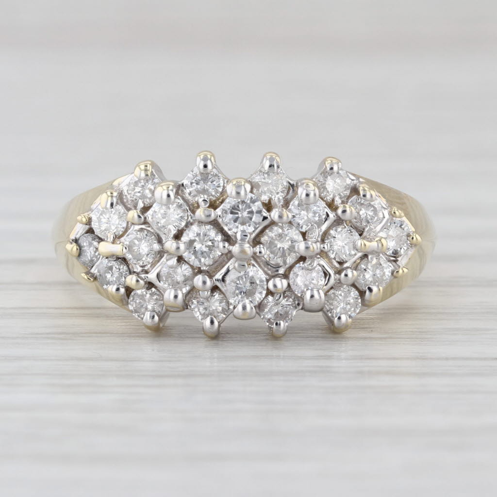 0.78ctw Diamond Cluster Ring 10k Yellow Gold Size 9.75