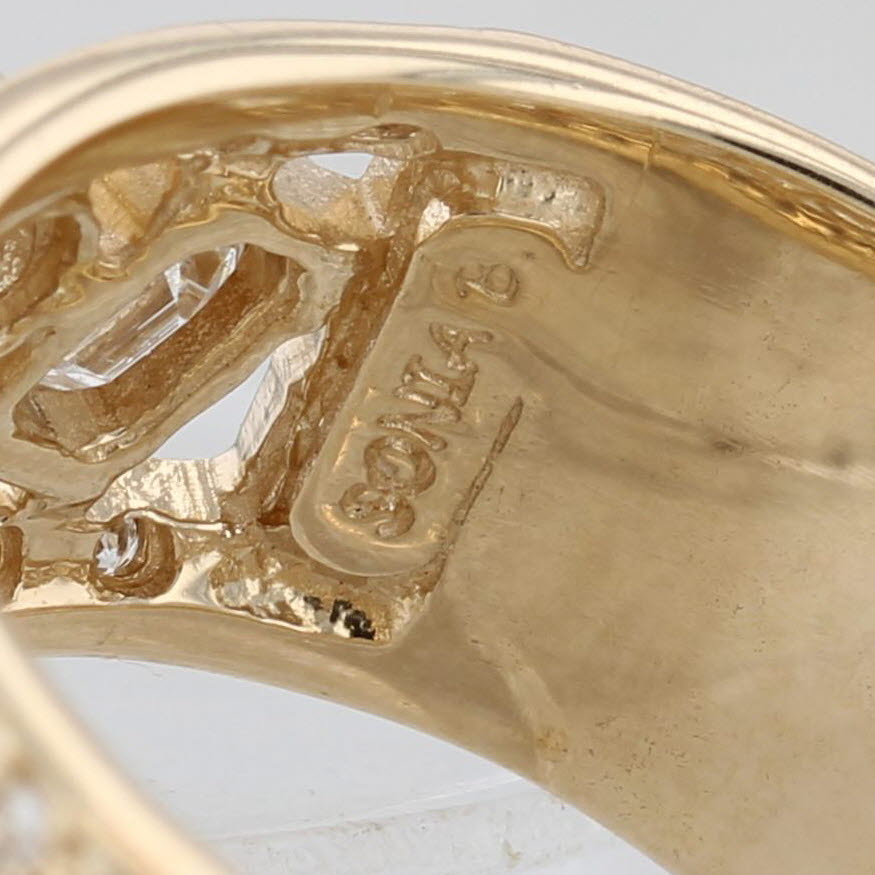 Dark Khaki Sonia B 3.13ctw Diamond Abstract Ring 14k Yellow Gold Size 7.75 Wide Band