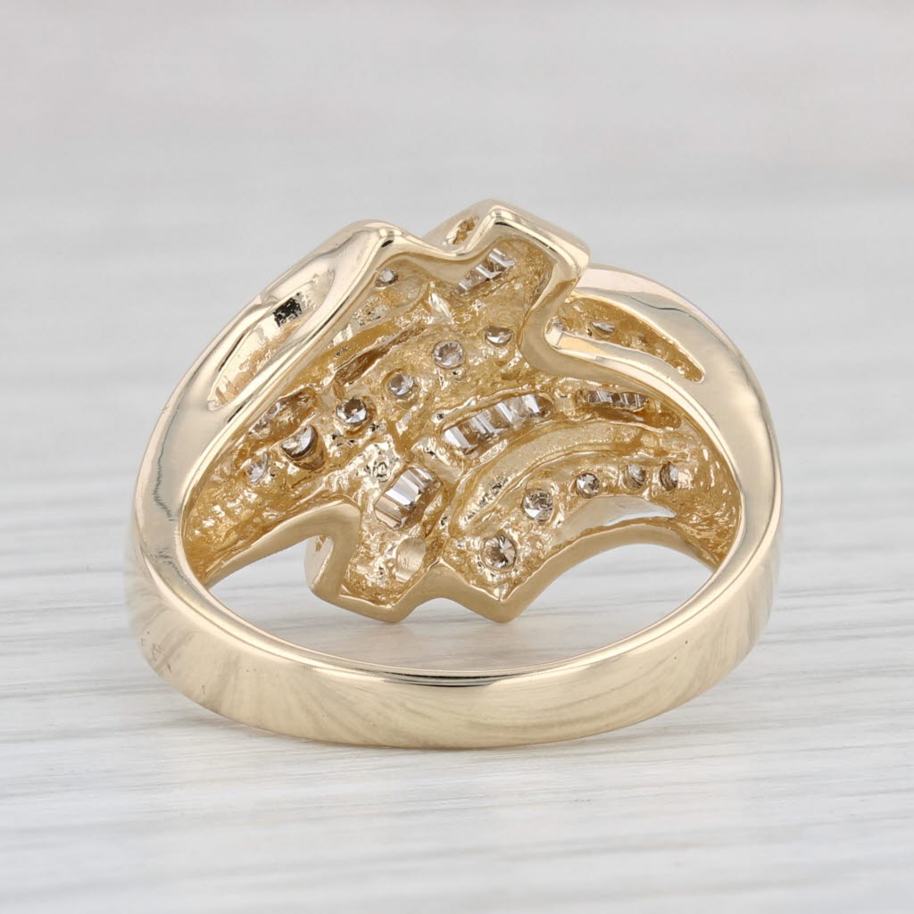 Light Gray 0.41ctw Scalloped Diamond Bypass Ring 10k Yellow Gold Size 6