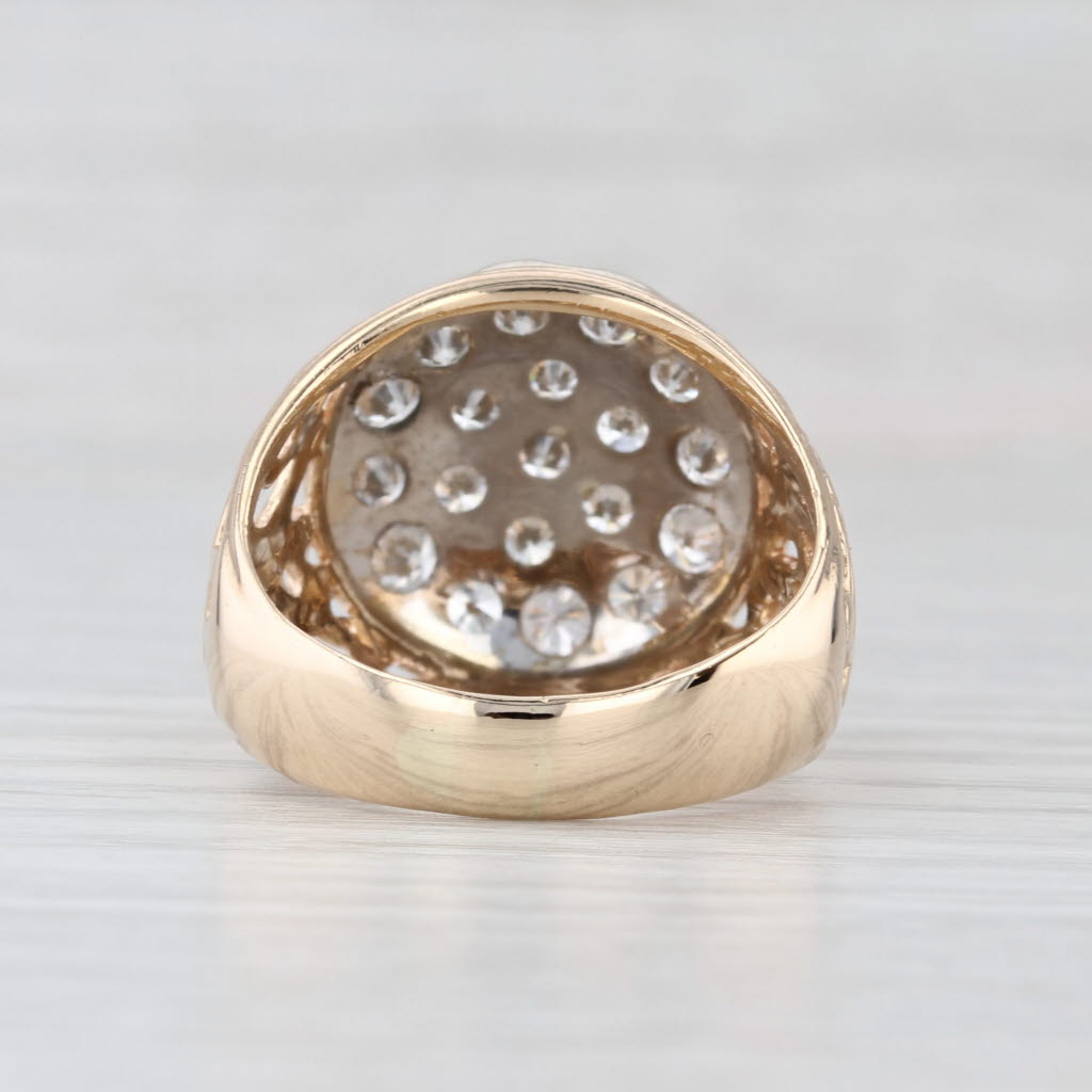 1.48ctw Diamond Kentucky Cluster Ring 14k Yellow Gold Size 10 Vintage