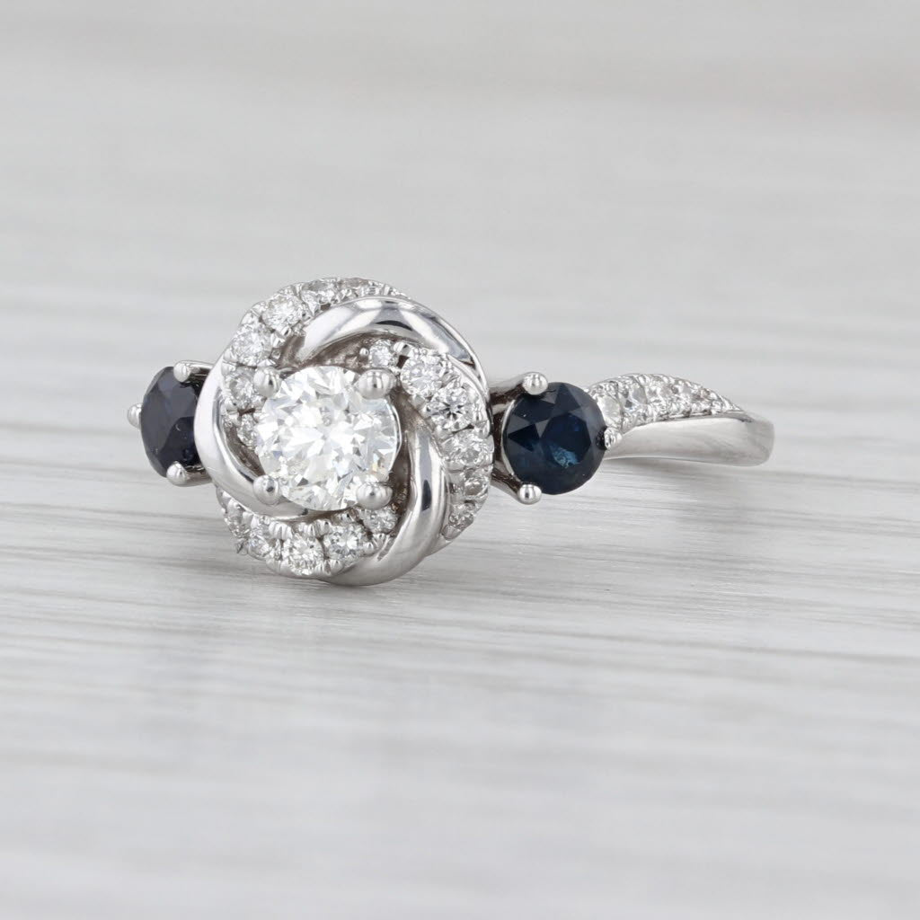 Vera Wang Love 1.06ctw Diamond Knot Sapphire Engagement Ring 14k White Gold