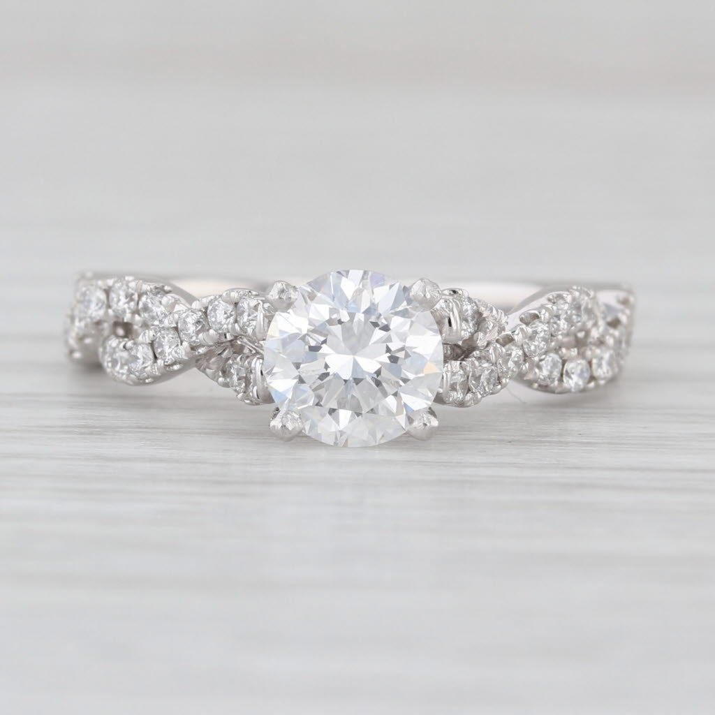 1.24ctw IGI Round Lab Grown Diamond Engagement Ring Woven 14k White Gold Size 6