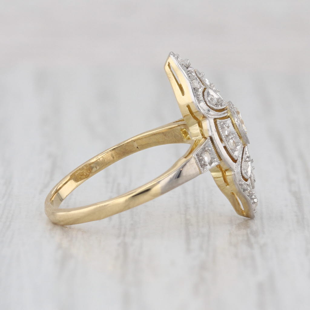 Vintage Art Deco 0.24ctw Diamond Ring 18k Yellow White Gold Size 5.25