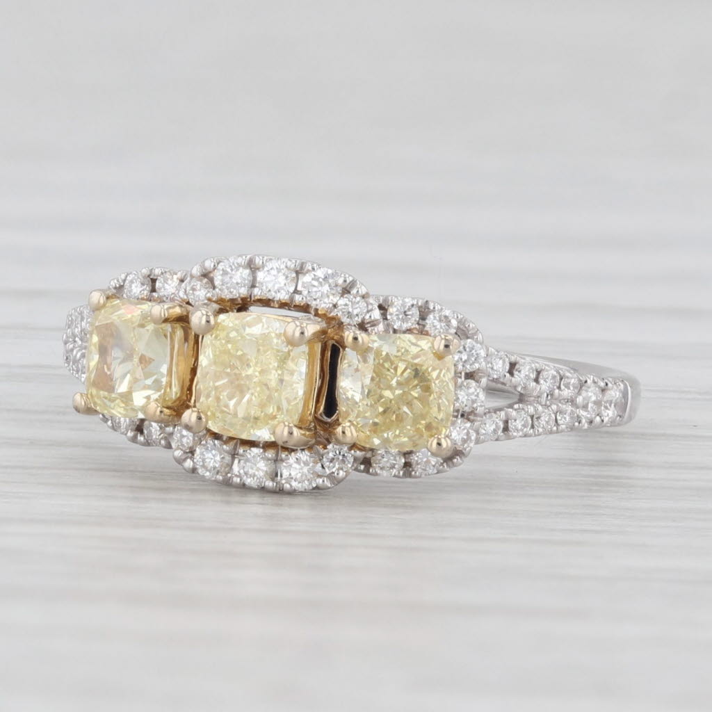 Light Gray Le Vian 0.93ctw Yellow White Diamond Engagement Ring 14k Gold 3-Stone Princess