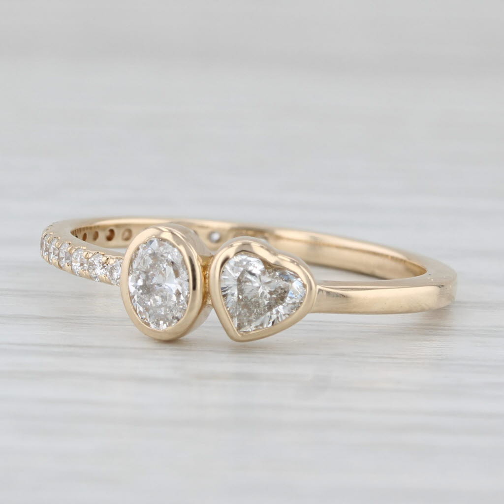 Light Gray 0.68ctw Oval Heart Shape Diamonds Ring 14k Yellow Gold Size 8
