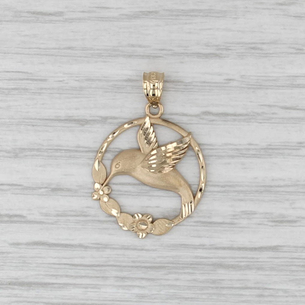 Hummingbird Flower Wreath Pendant 14k Yellwo Gold Michael Anthony