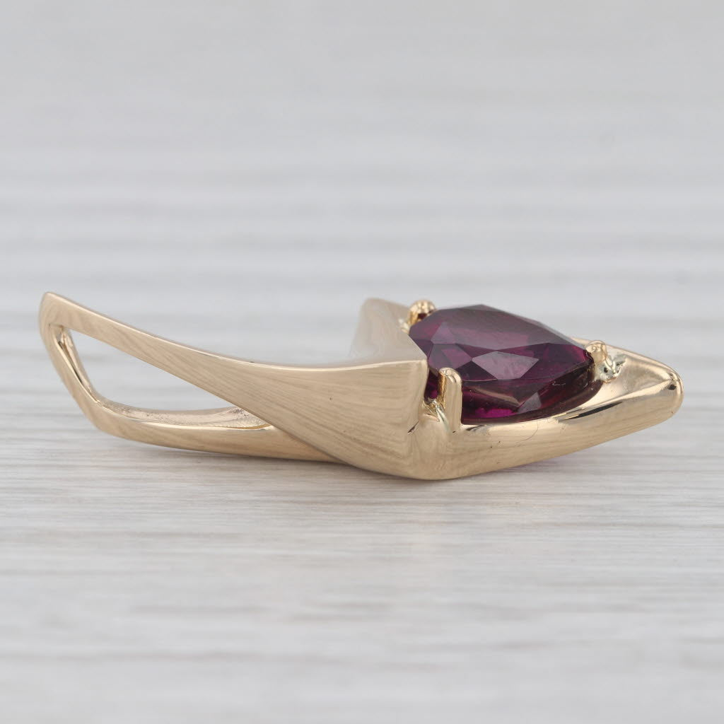 Gray Rhodolite Garnet Abstract Pendant 14k Yellow Gold Drop