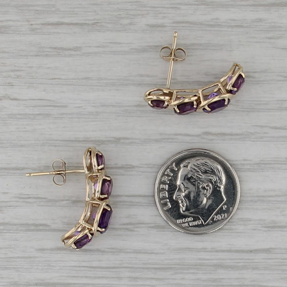 3.25ctw Amethyst Journey Earrings 14k Yellow Gold Drops