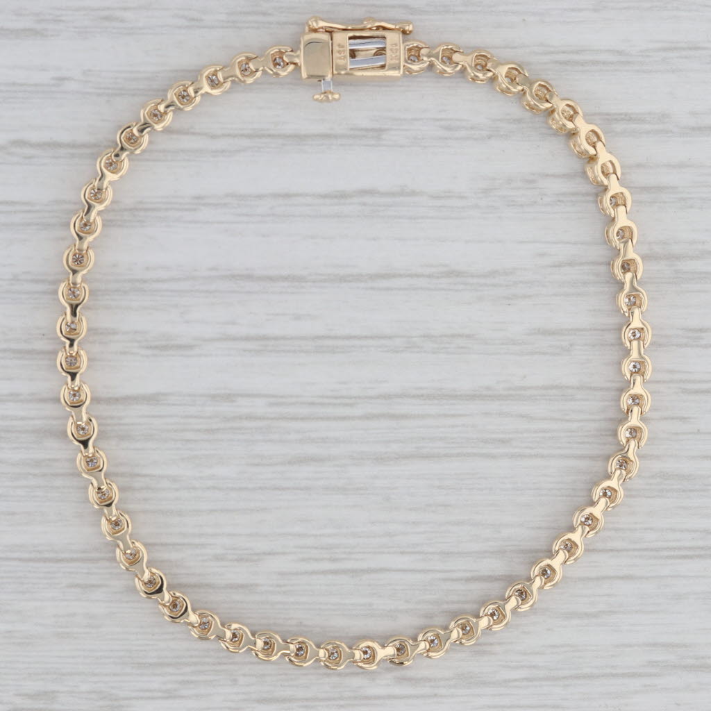 Gray New 1ctw Diamond Tennis Bracelet 10k Yellow Gold 7" 3mm