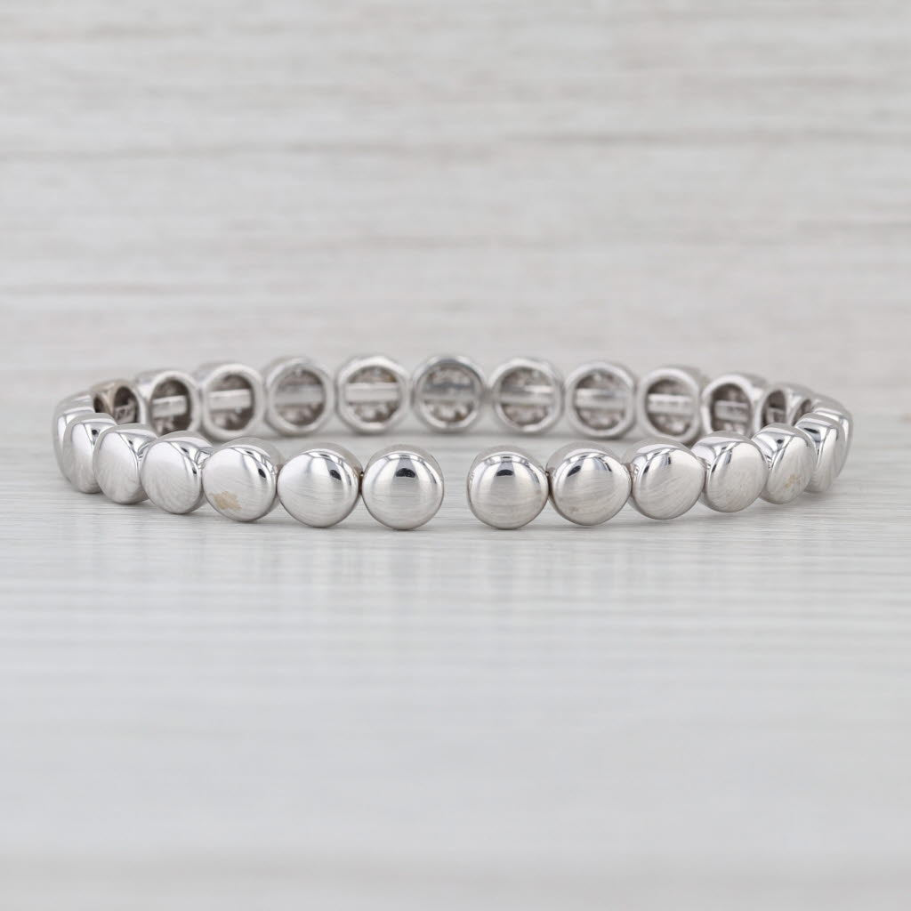 0.85ctw Diamond Cuff Flexi Bangle Bracelet 18k White Gold 6"