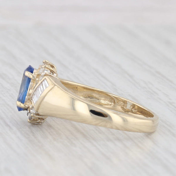 1.51ctw Oval Blue Sapphire Diamond Ring 14k Yellow Gold Size 7.25