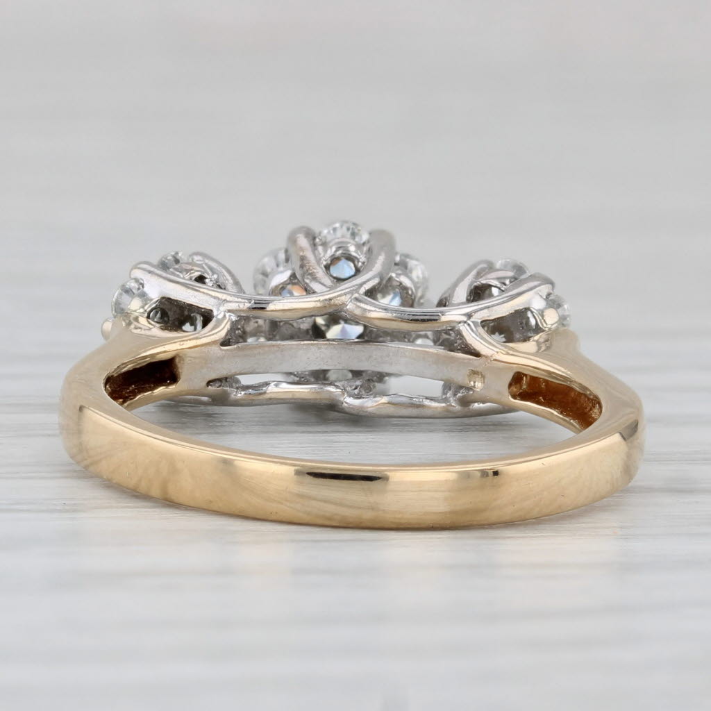 Gray 0.67ctw Diamond Clusters Ring 18k White Yellow Gold Size 7.25 Engagement