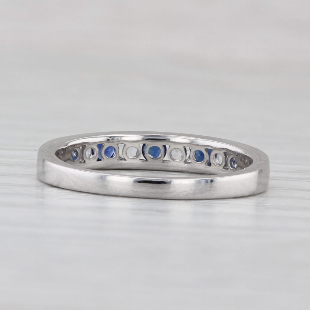 0.52ctw Lab Created Blue & White Sapphire Ring 10k White Gold Stackable Band