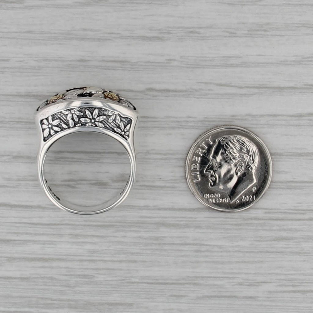Ann King Sunflower Daisy Ring Sterling Silver 18k Gold Size 7 Floral Statement